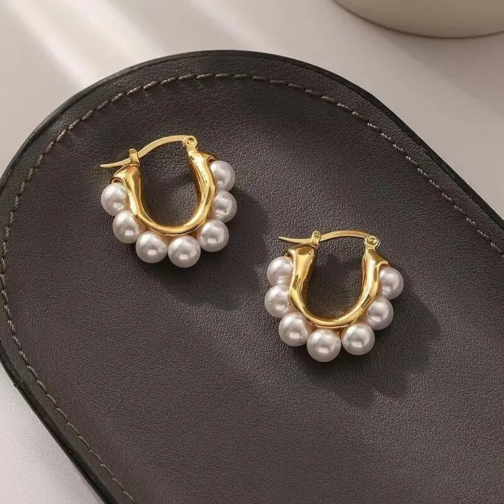 Zara Elegant Pearl Hoops