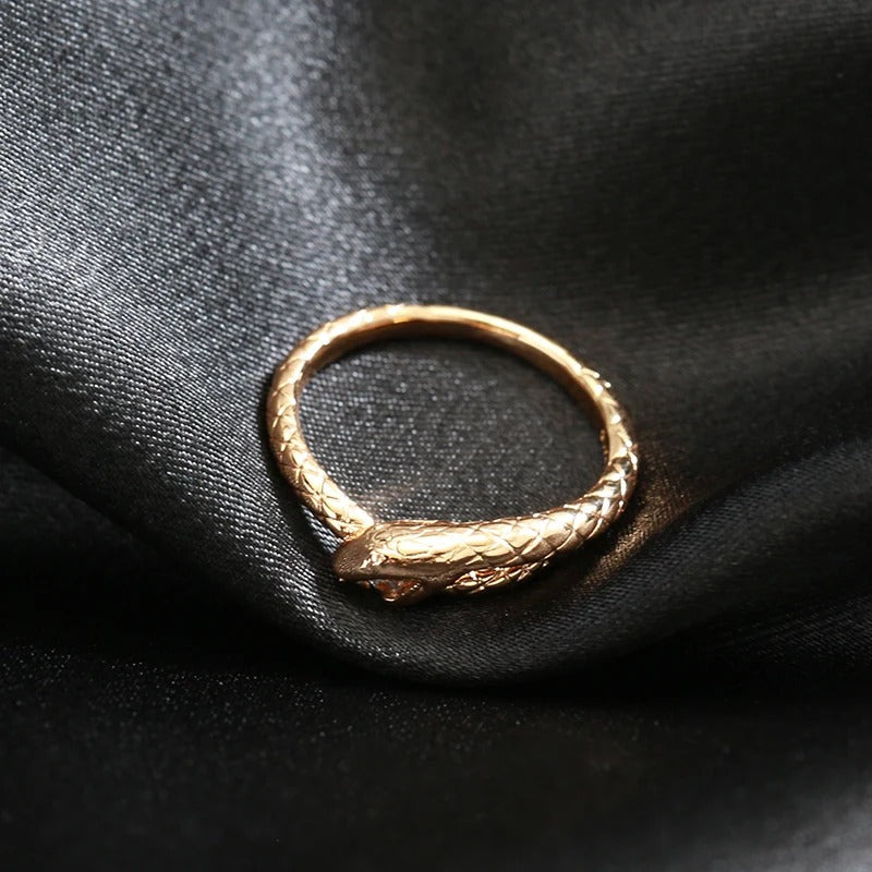 Anello serpente Ouroboros placcato oro rosa 18K