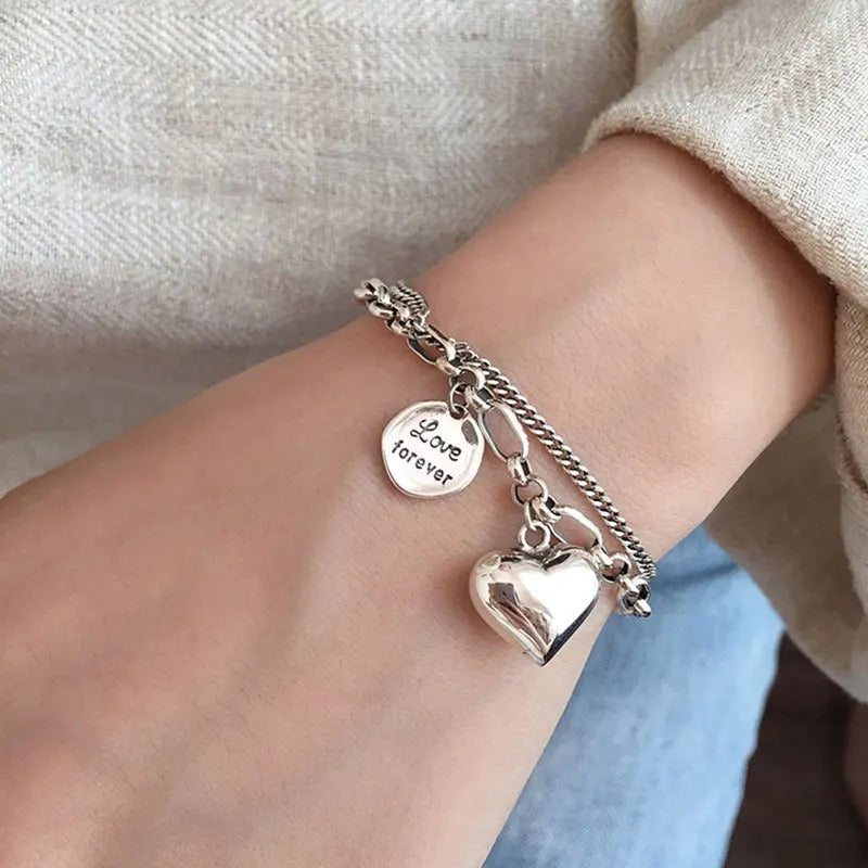 Bracciale in argento 925 Love forever + 2 ciondoli in omaggio