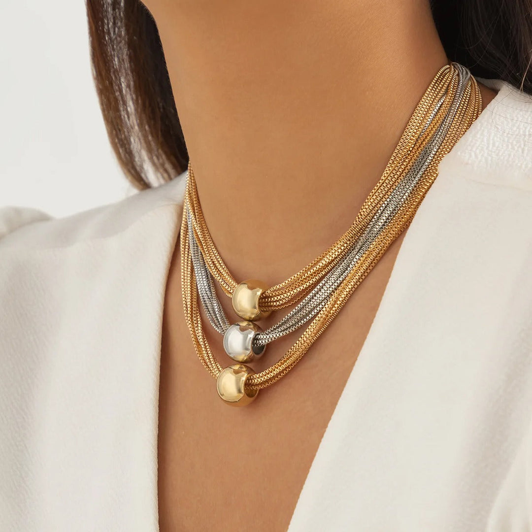 Collana a strati di tendenza con perline