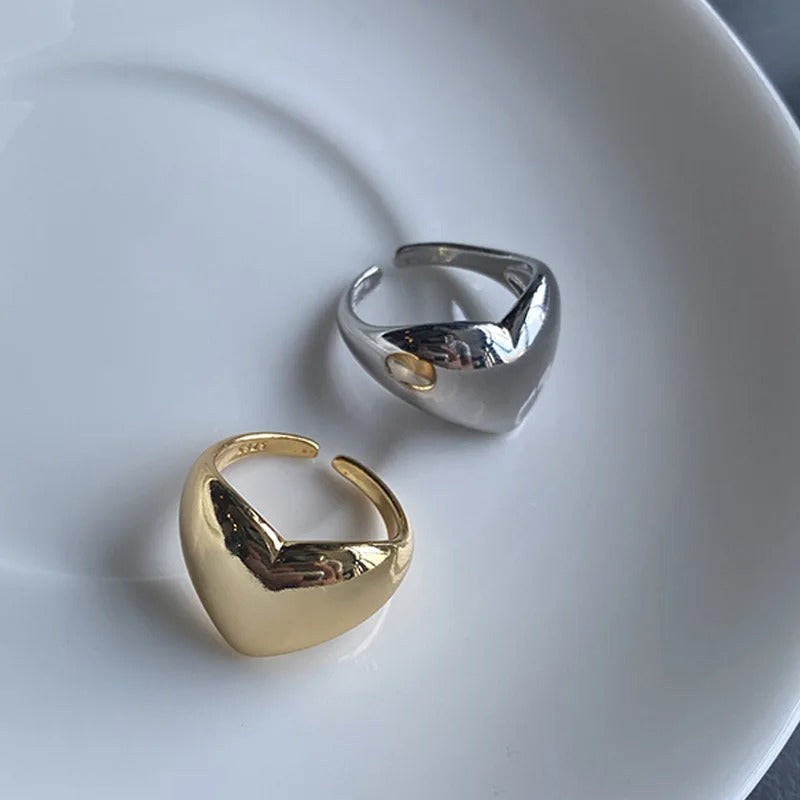 Anello cuore regolabile in argento 925