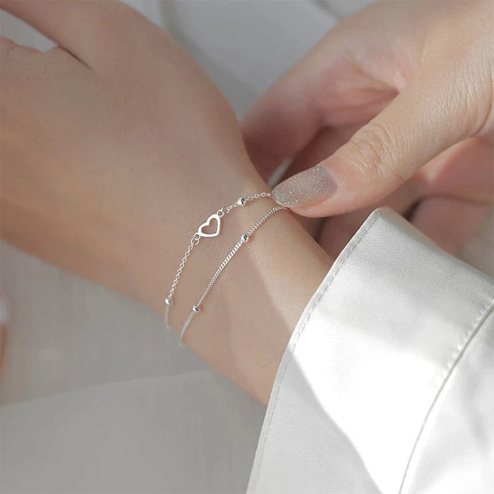 Braccialetto sottile a forma di cuore in argento 925