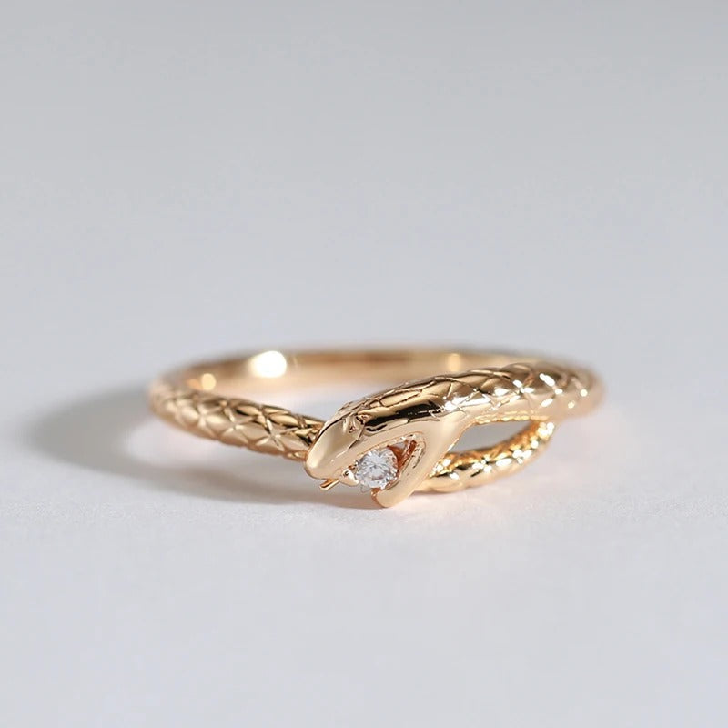 Anello serpente Ouroboros placcato oro rosa 18K