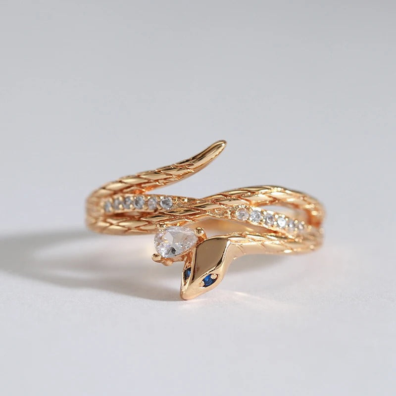 Anello serpente con zircone placcato oro rosa 18K