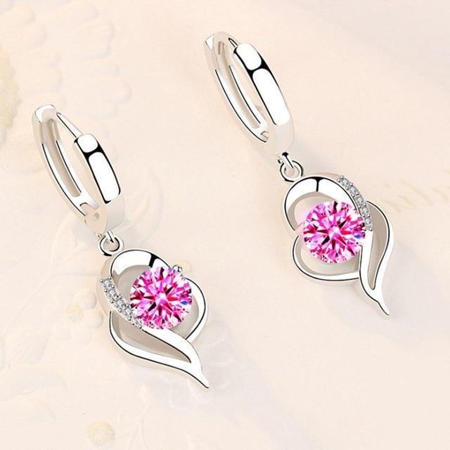 Orecchini floreali in argento sterling 925 e zirconi